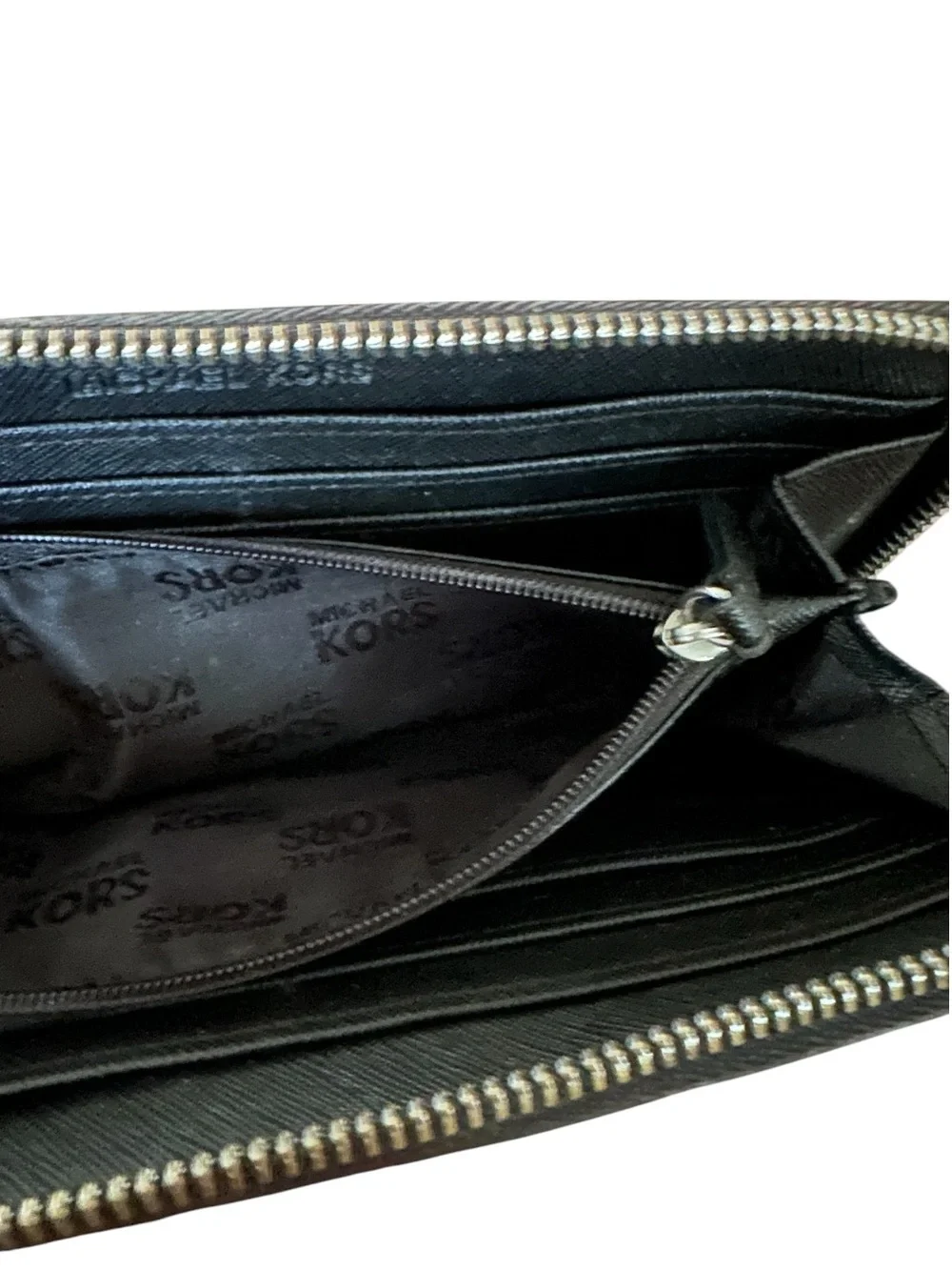 Michael Kors Black Saffiano Leather Micro-Stud Continental Wallet